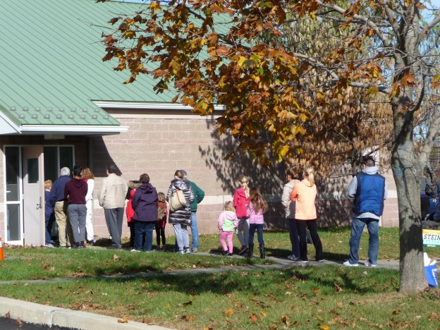 Voters lining up to vote in the Presidential election.