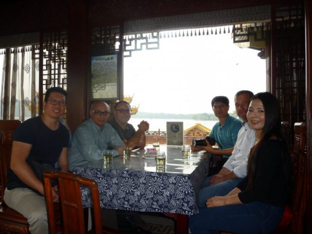 Inside the houseboat on West Lake, Hangzhou