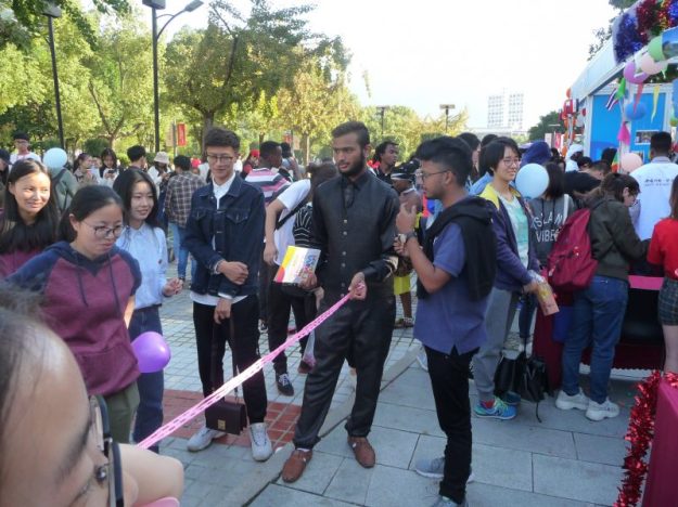 Indian students of Wenzhou University and the Limbo dance stall