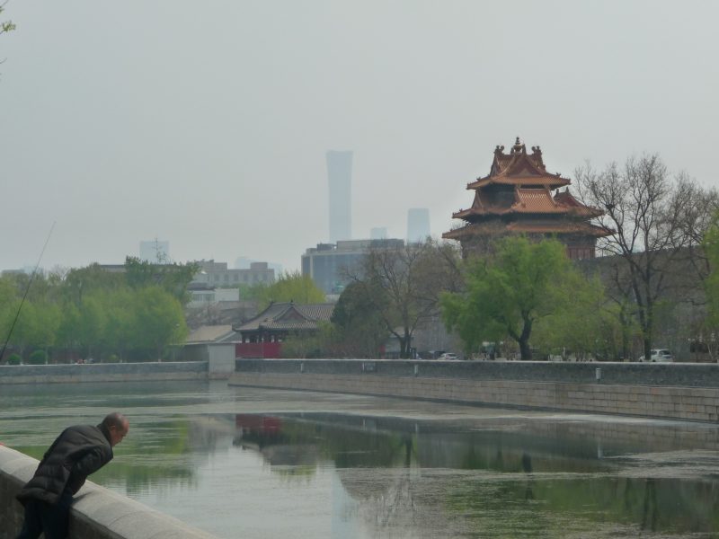 Modern Beijing skyscrapers seen from the Forbidden City