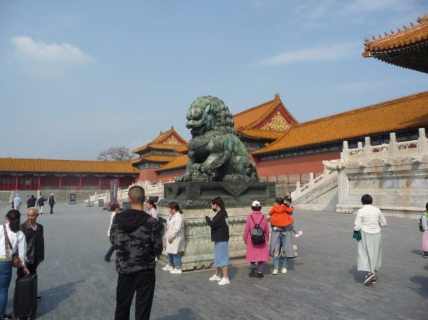 Statue of lioness with her cub, Forbidden City
