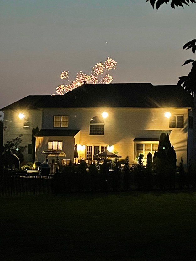 Grand finale of the fireworks. Venus is above the starburst.