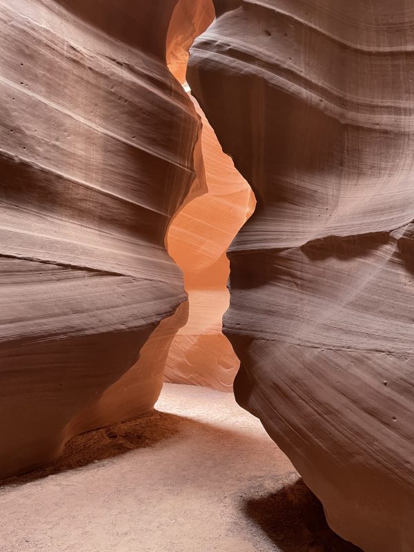 A slot in Antelope Canyon. Note the narrowness of the passage.