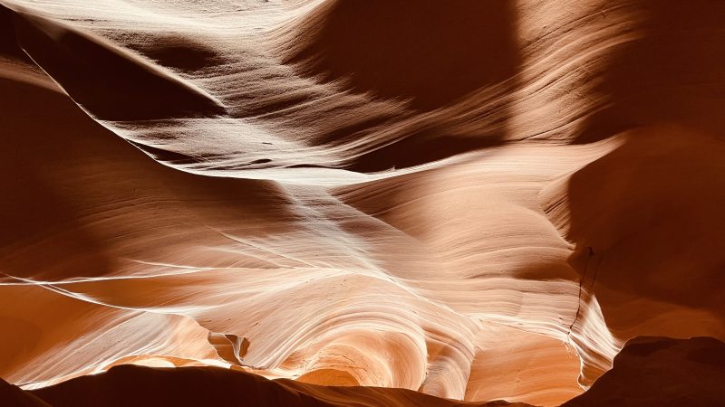 Light and shadow on the sandstone canyon walls.