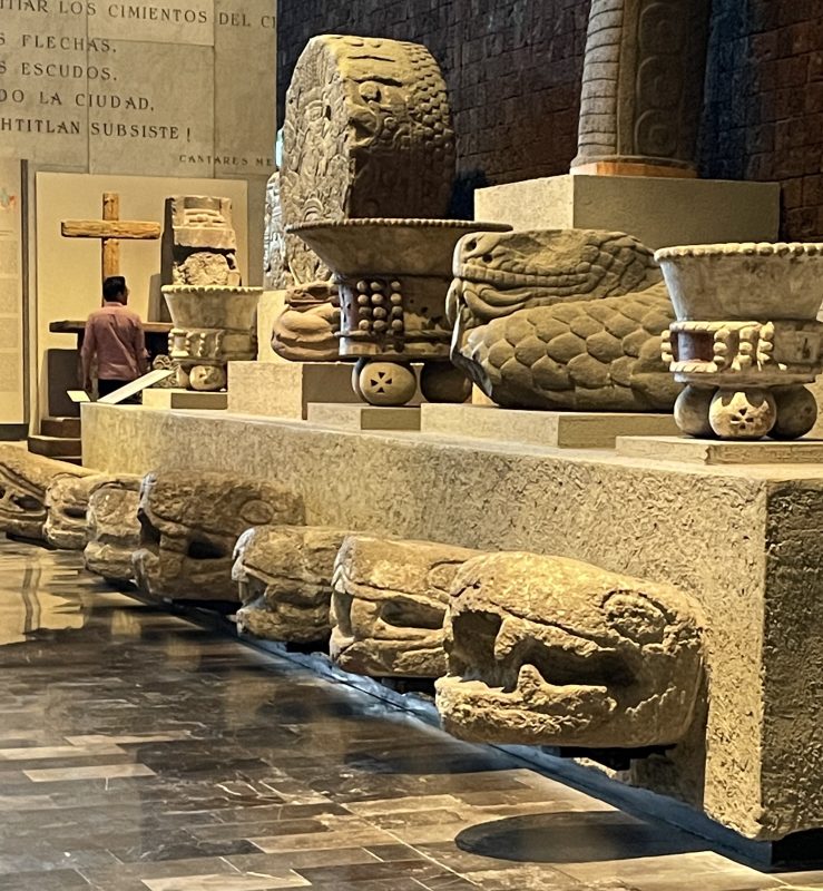 Snake heads, a very conspicuous part of Aztec sculpture.