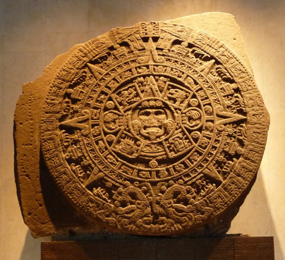 The Aztec Sun Stone, Museum of Archeology, Mexico City.