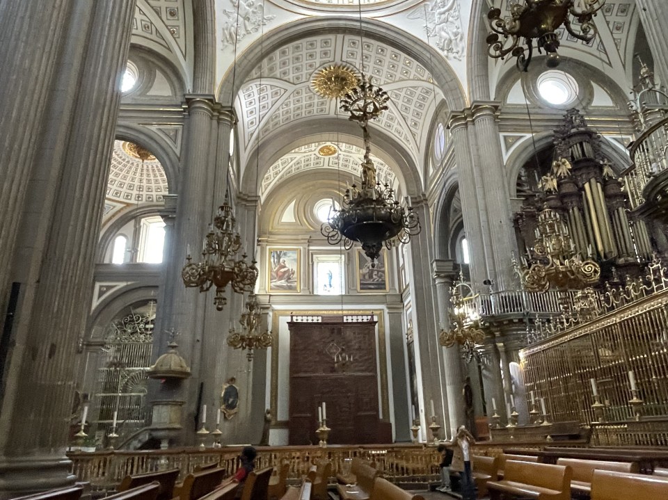 Inside Puebla Cathedral.