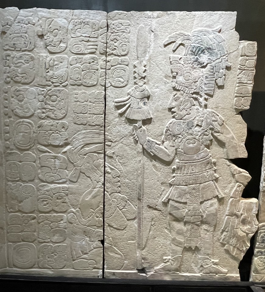 Stone carving at Palenque museum.