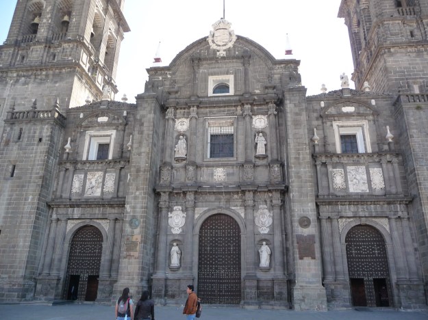 Facade of Puebla Cathedral.