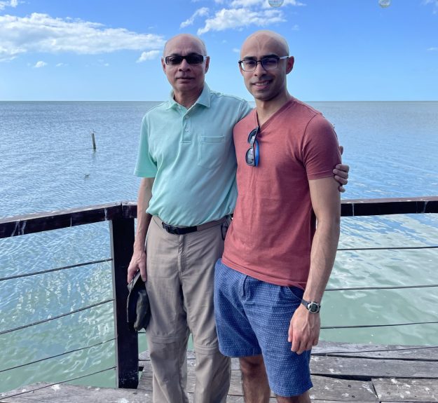 My son and I with the Gulf of Mexico in the background.
