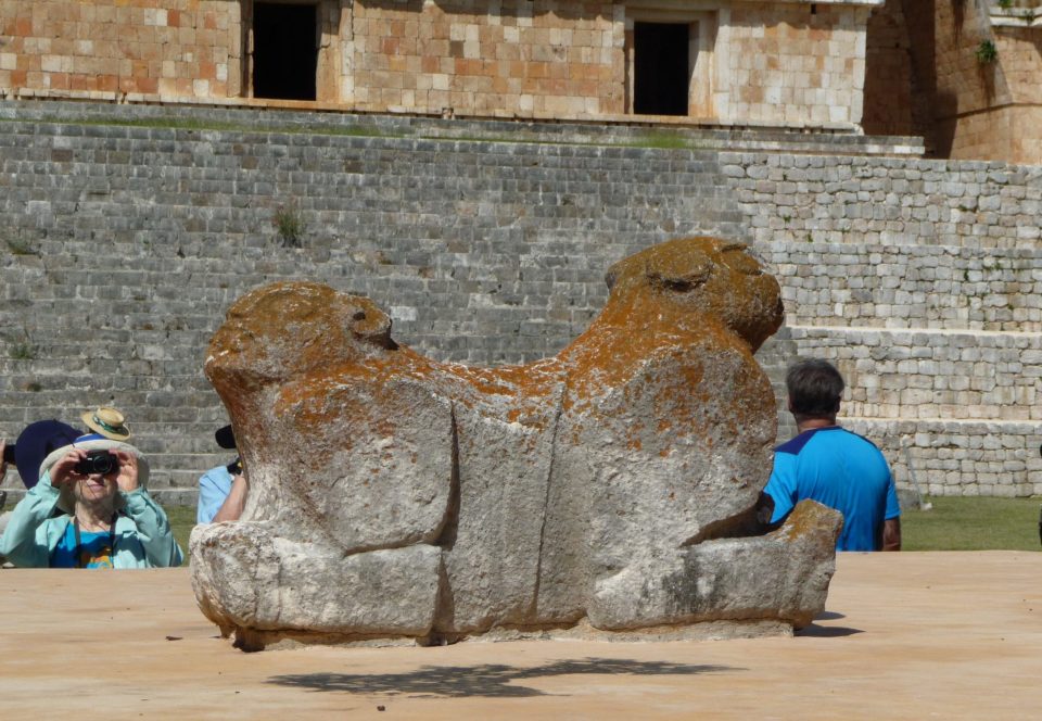 Two-headed jaguar throne, Uxmal, Mexico.
