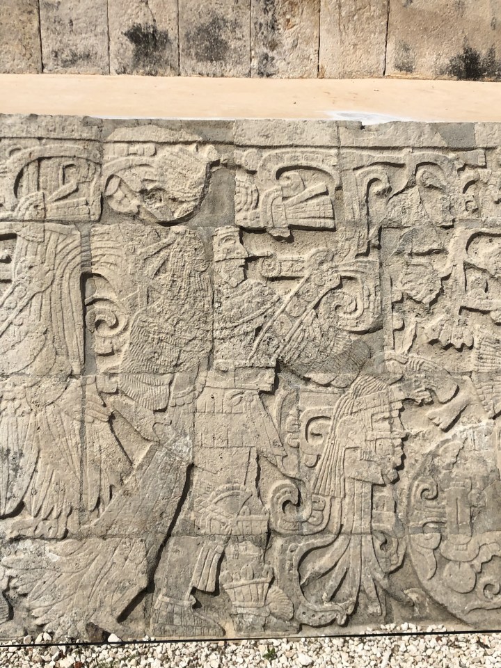 Carved panel in the Ball Court, Chichen Itza.