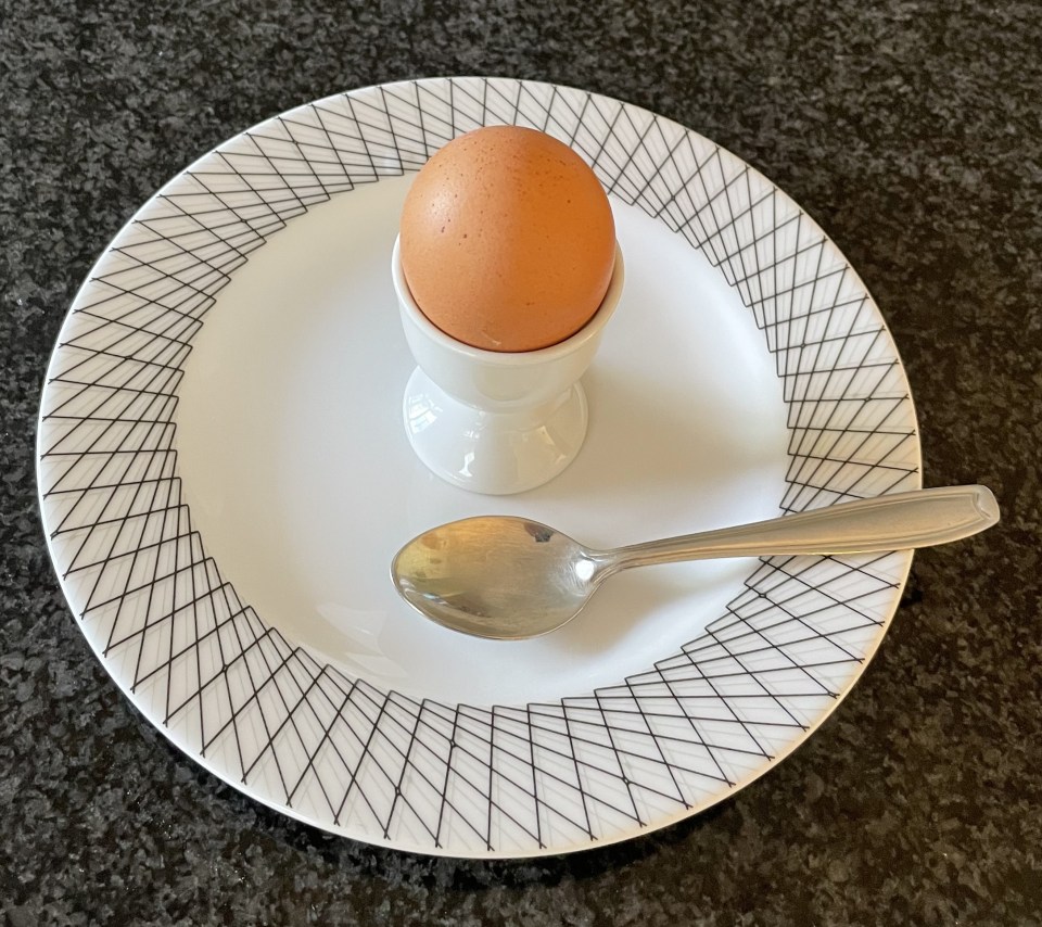An egg in an eggcup.