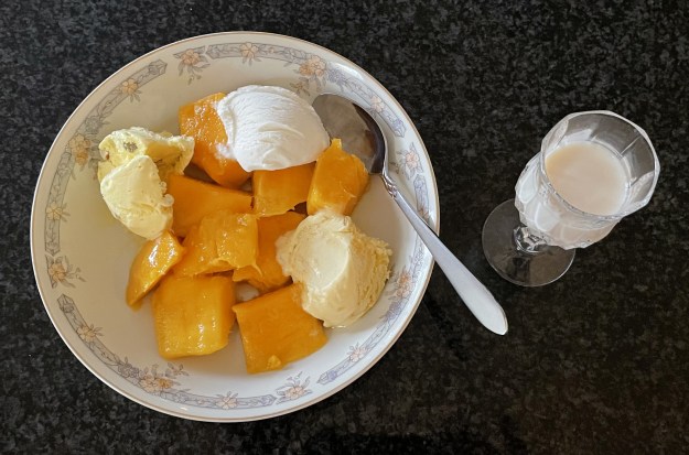 Mango, 3 ice cream dessert.