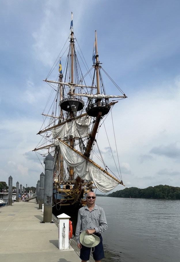 In front of the Kalmar Nyckel. View from the bow.