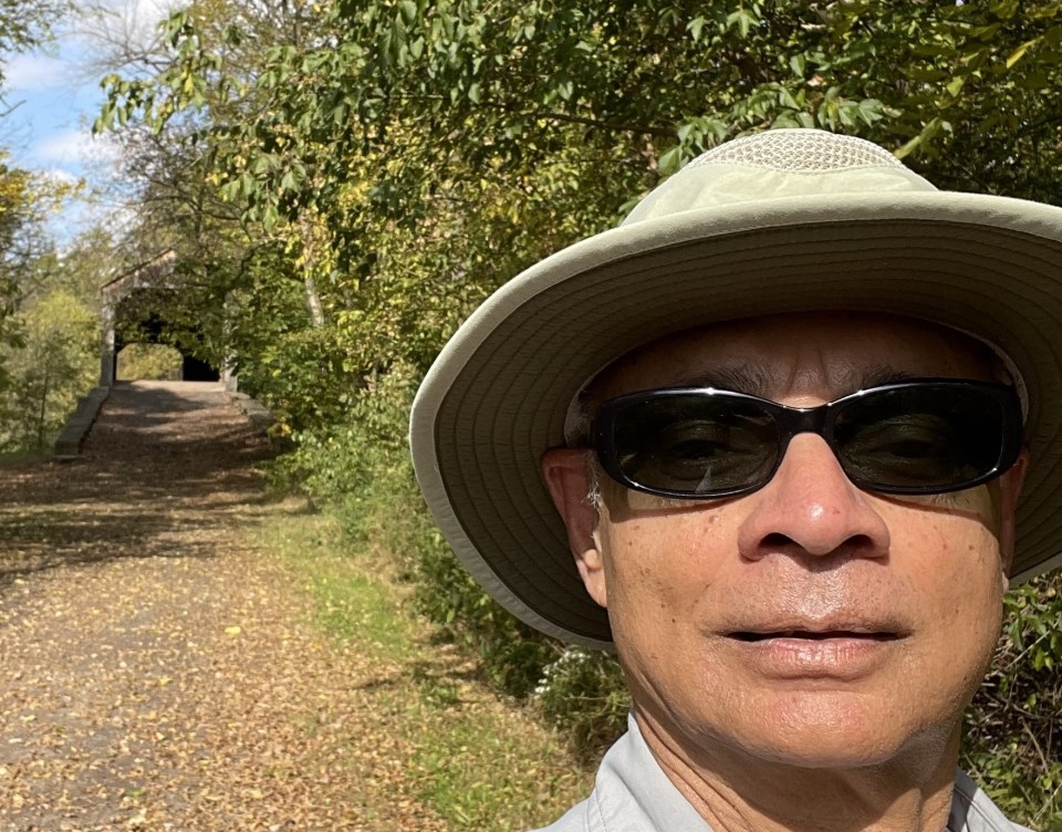 At the Schofield Covered Bridge, Tyler State Park, PA.