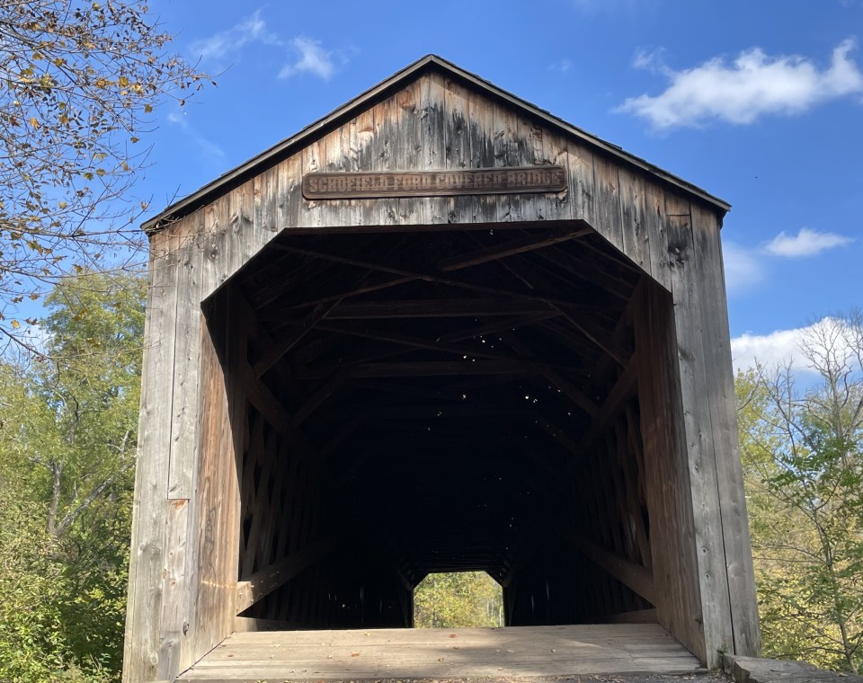 Schofield Covered Bridge, Front View, Tyler State Park, Bucks County, PA.