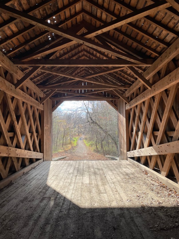 Town Truss Lattices in the Schofield Covered Bridge, Bucks County, PA.