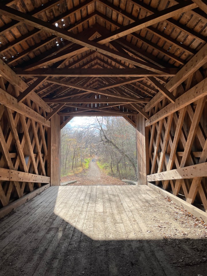 Town Truss Lattices in the Schofield Covered Bridge, Bucks County, PA.