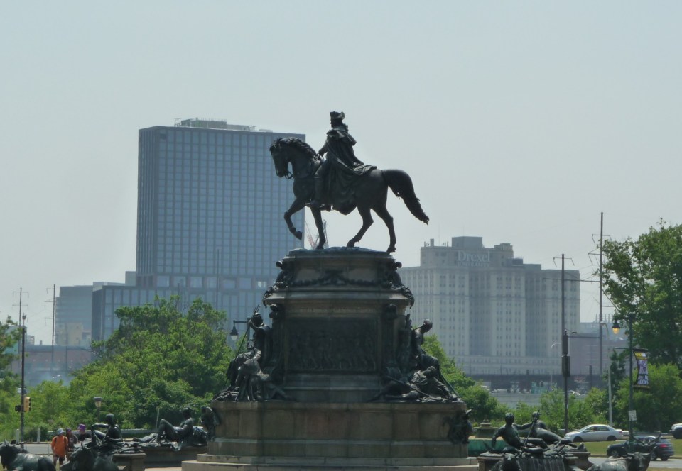George Washington on a horse, Philadelphia.