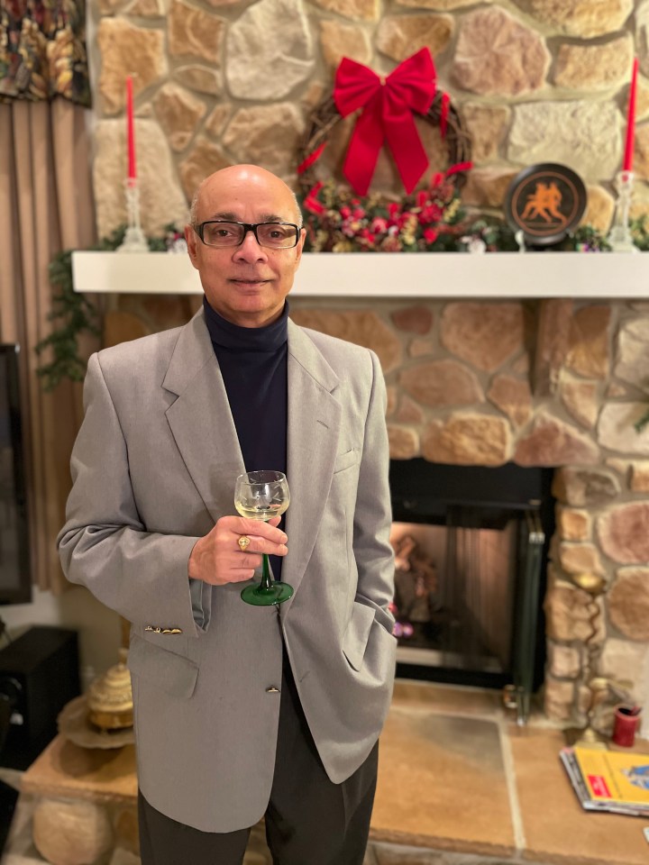 Zen Bon Vivant with a glass of wine.