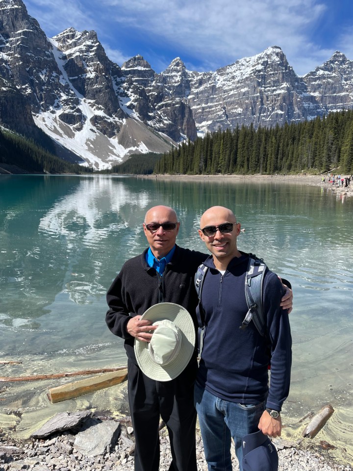 At Moraine Lake, Canadian Rockies.