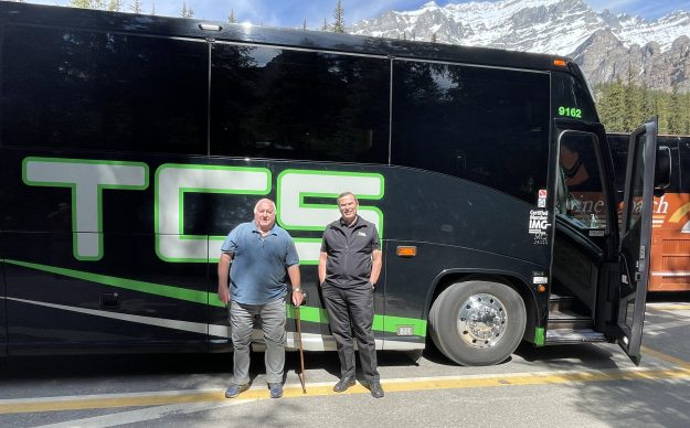 Our tour bus, Canadian Rockies tour, Canada.
