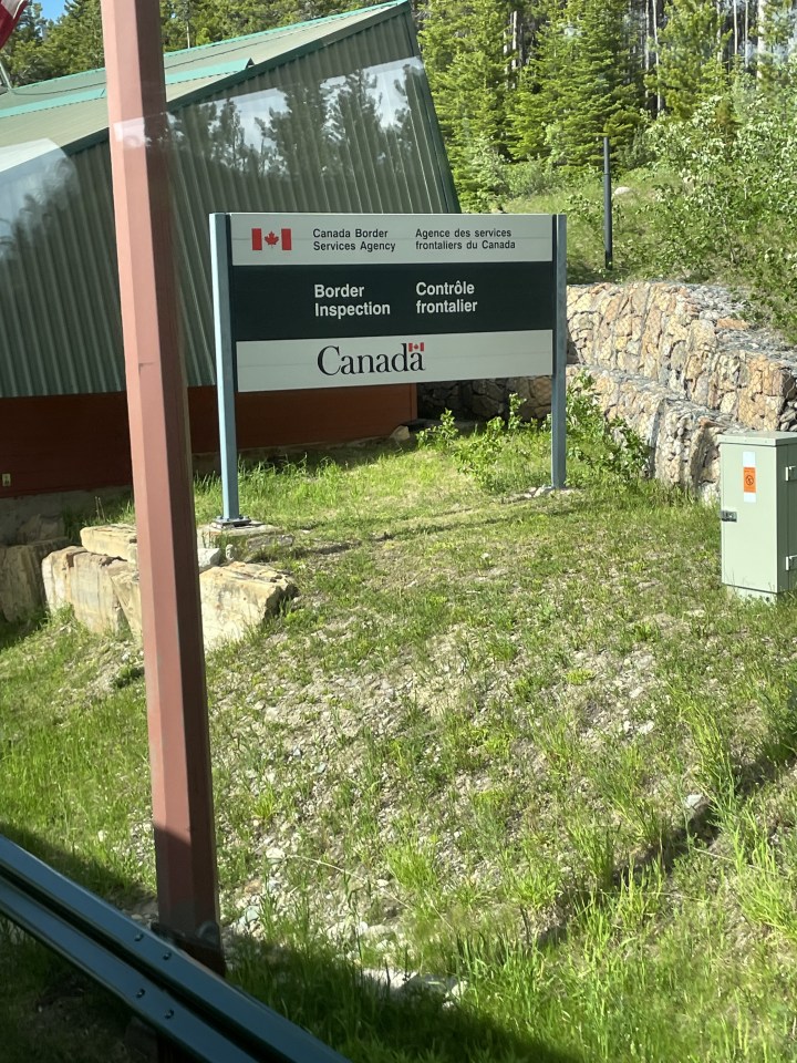 Canada- US border crossing near Waterton, Canada.