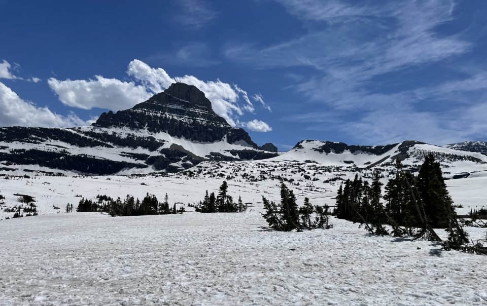 Snow covered vistas around Logan Pass, Glacier National Park, Montana.
