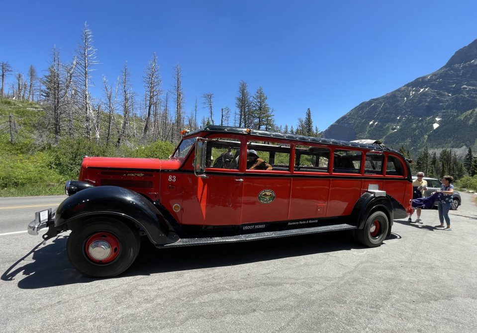 The Red Bus Tour bus, Glacier National Park.