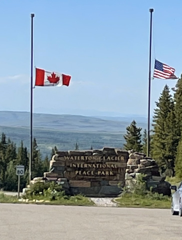 Sign, Waterton Glacier International Peace Park.