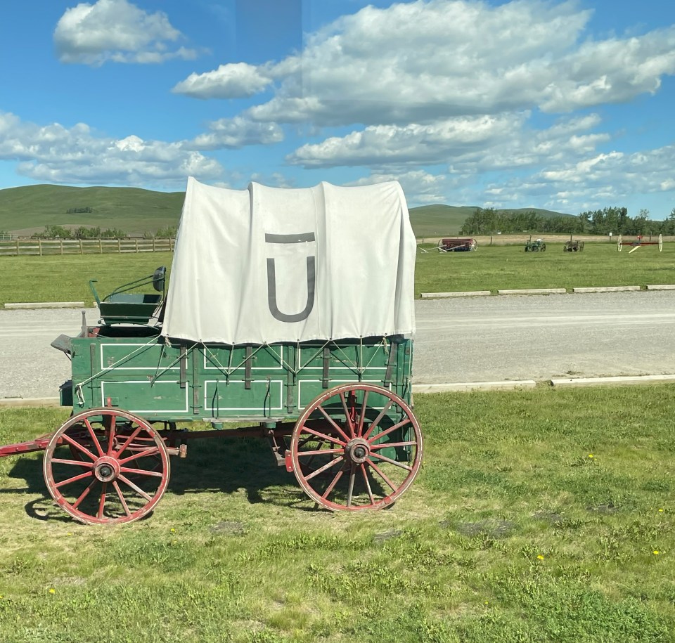 Wagon with logo at the Bar U Ranch.
