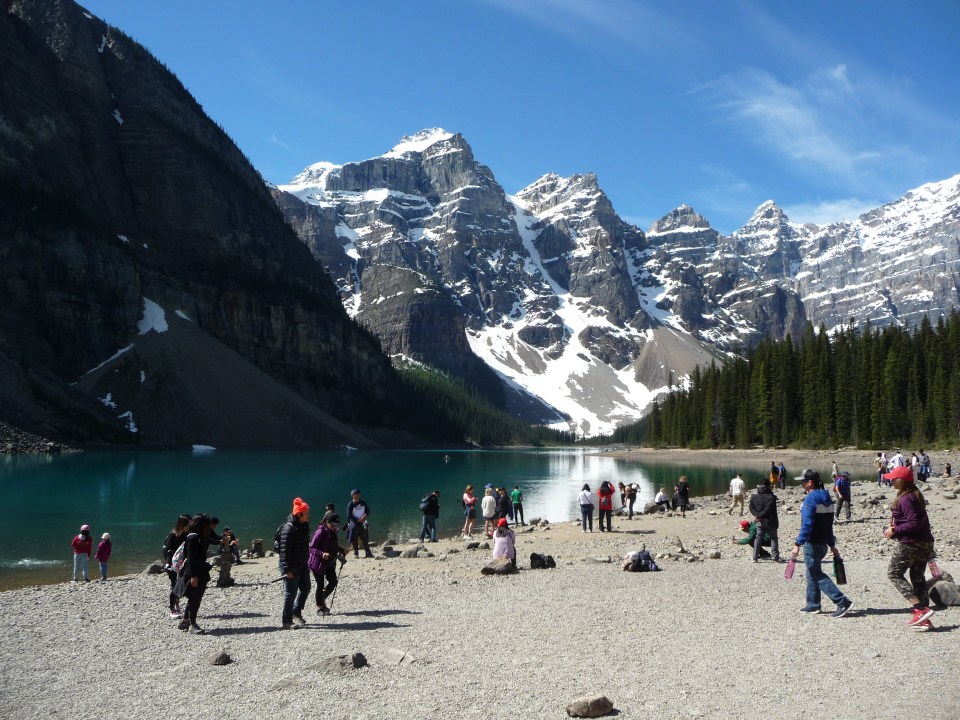 The Ten Peaks reflected in Moraine Lake, Banff National Park, Canada.