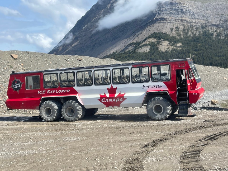 An All Terrain Ice Explorer. We took one of these to drive to and on the Athabasca Glacier, Columbia Icefields, Canada