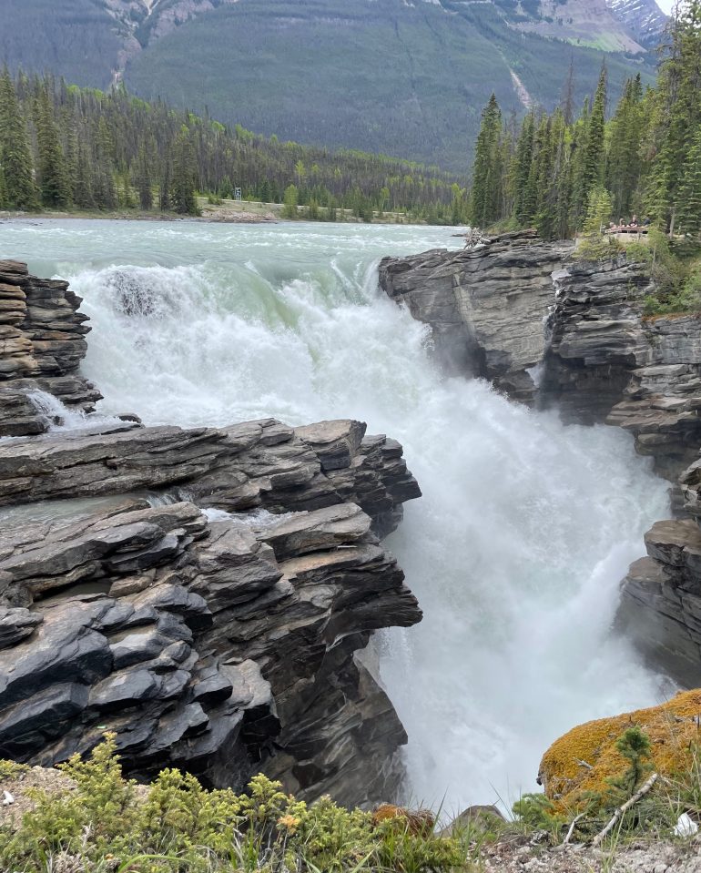 Thundering Waterfall in Maligne Canyon, Alberta, Canada.