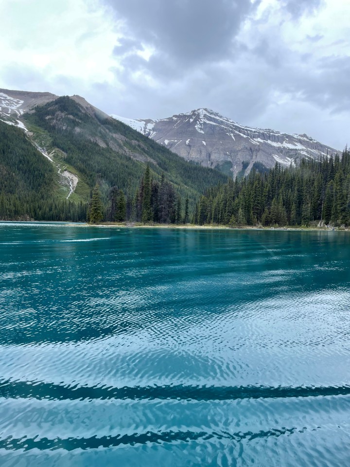 The azure hue of Maligne Lake seen on our cruise to Spirit Island, Jasper National Park, Canada.